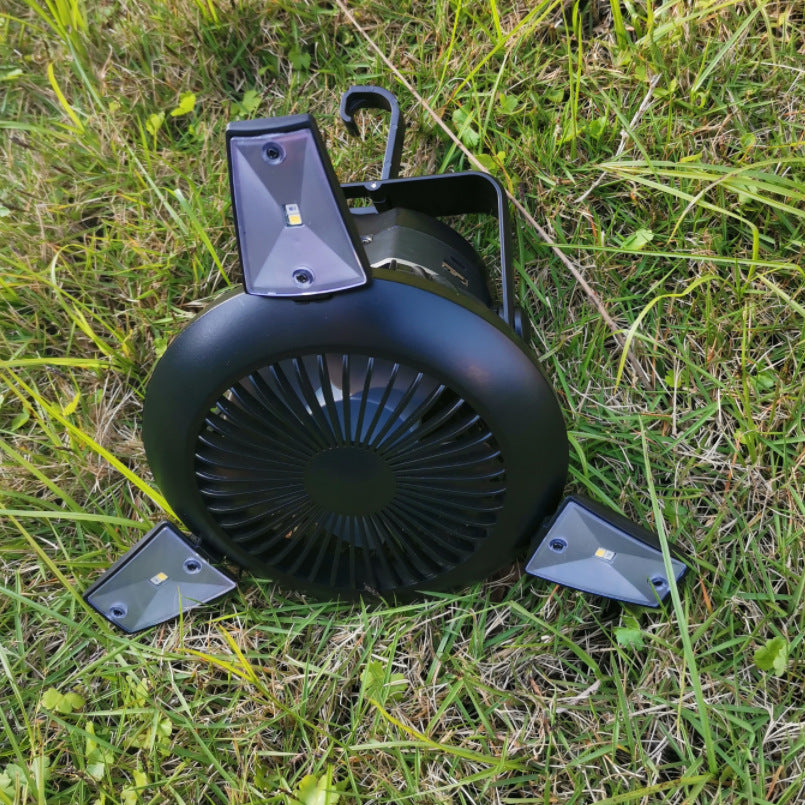 Solar Camping Light Foldable Fan Hanging Hook Rechargeable Battery Operated USB 3 Level Air Flow Fan For Camping Tent